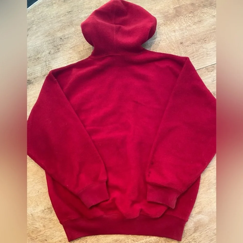 Vintage Gap M Unisex Age 7-8 Red 100%‎ Polyester Graphic Hoodie W/ Pouch